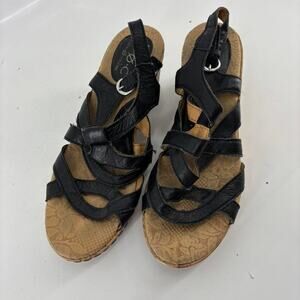 Born black leather wedge sandals